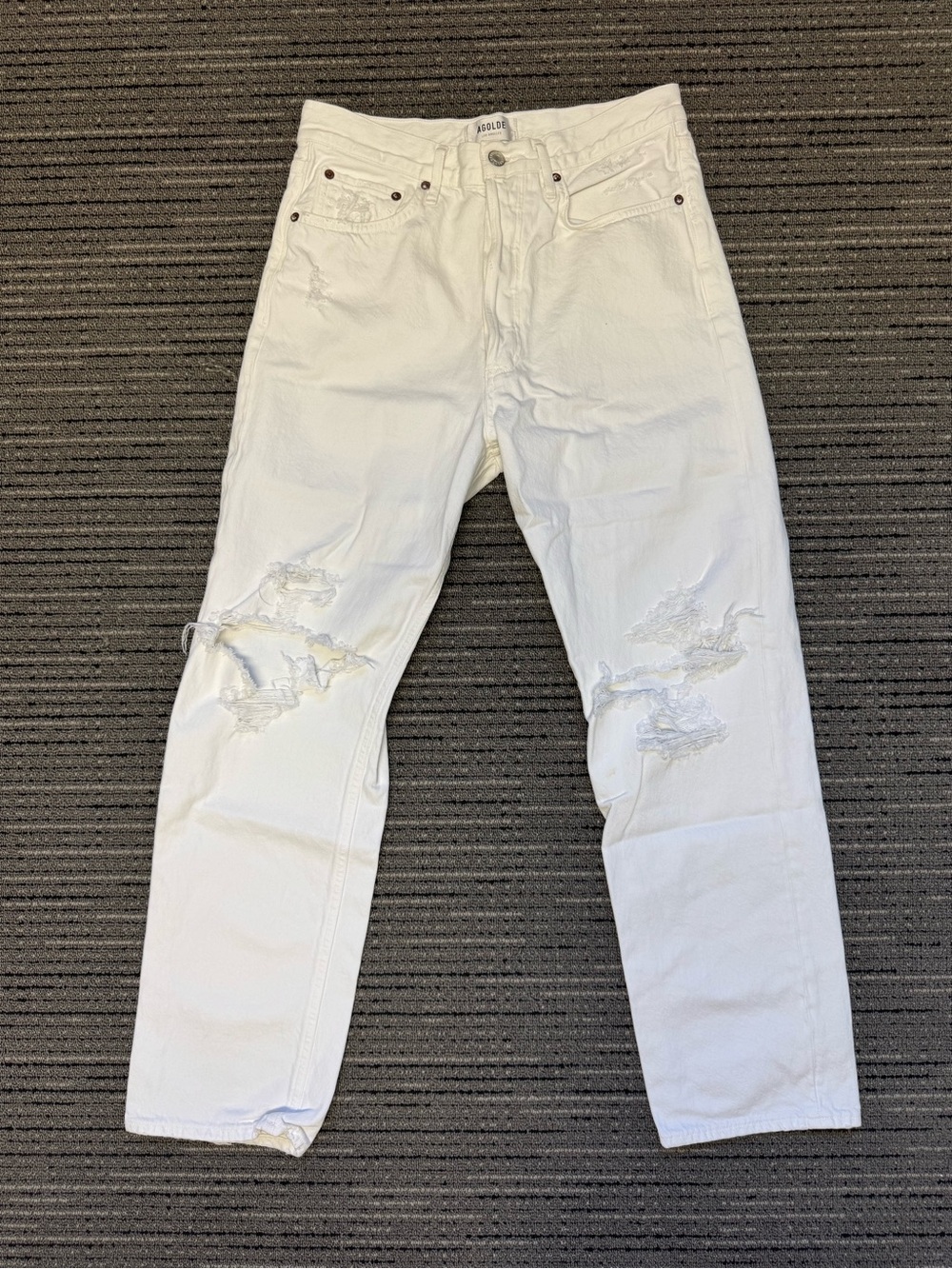 Agolde White Straight Distressed Men's Jeans